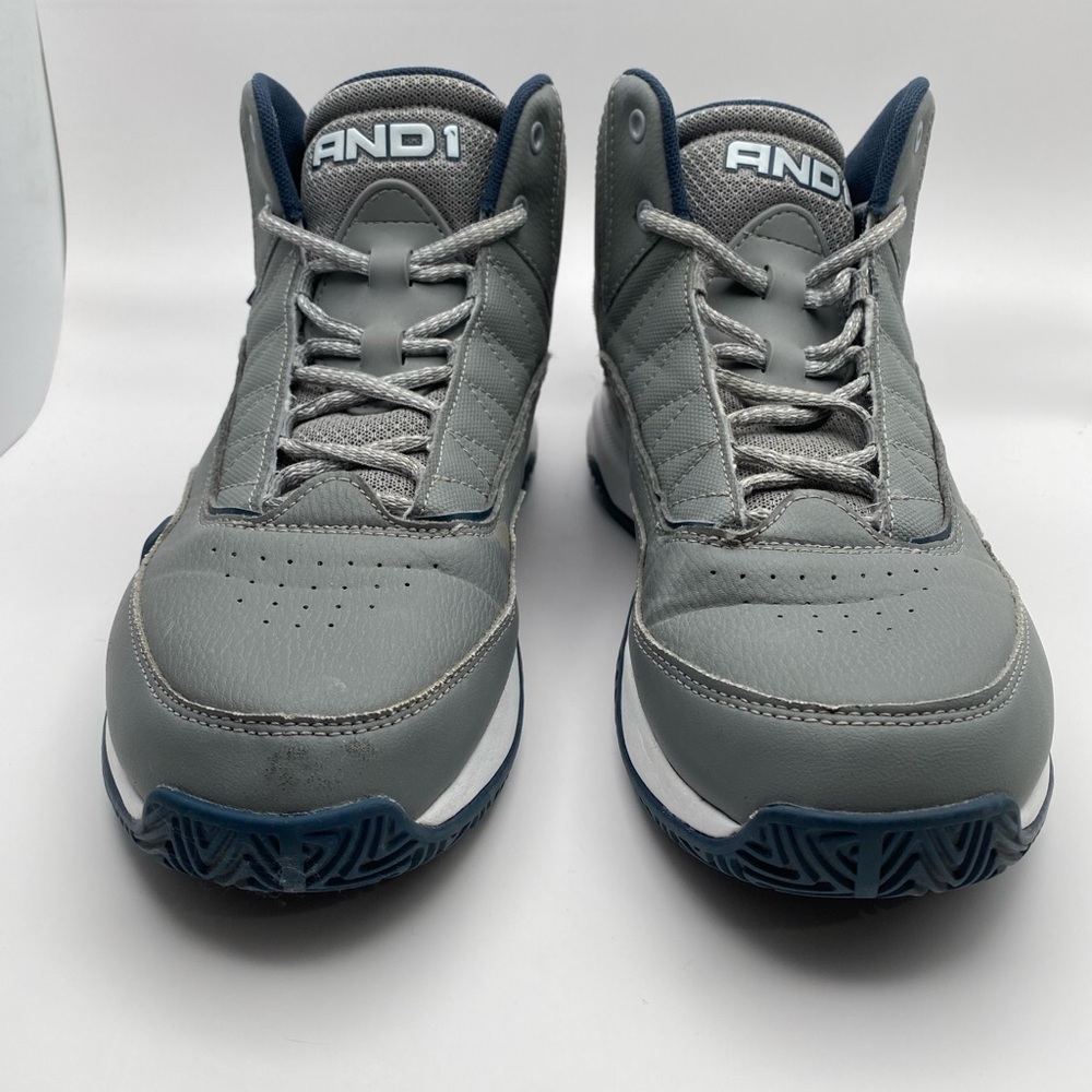 AND1 Men's Maverick Mid-Top Basketball Shoes Gray Navy Size 11